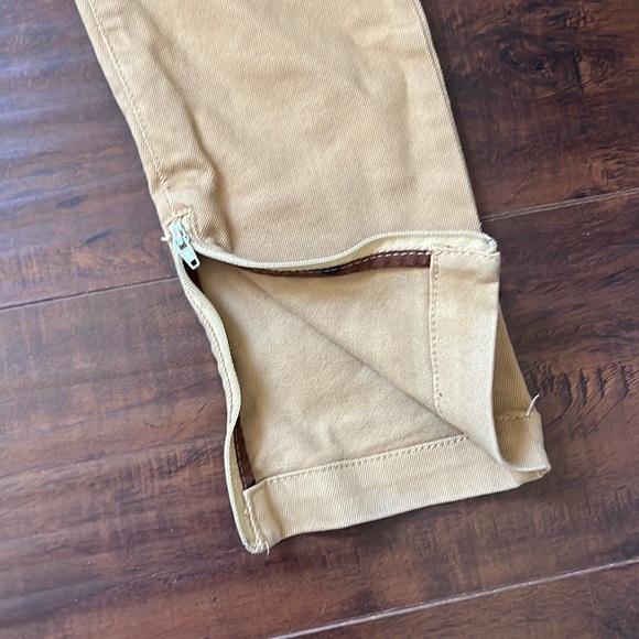 I Love Ugly cream tan  Denim Joggers Cuff Zippers lined size small - Picture 5 of 12